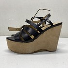 Michael Kors Black Solid Strappy Platform Wedge Sandals Women Size 7M — photo 1
