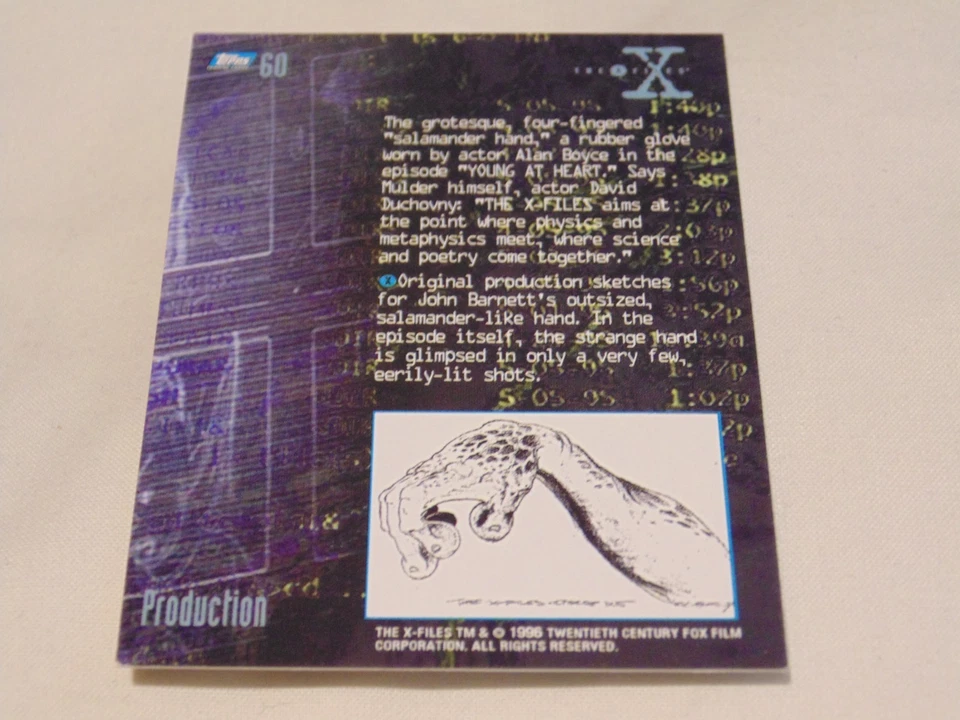 The X-Files Trading Card #60 ‘Production’ – Premium Season 1 By Topps 1995 Used - Image 2 of 4