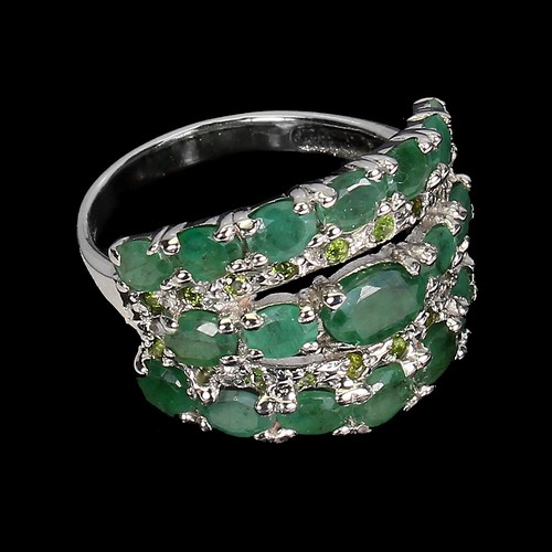 925 Sterling Silver Ring Oval Emerald 6x4mm Chrome Diopside Gemstone Jewelry 7.5 - Picture 3 of 13