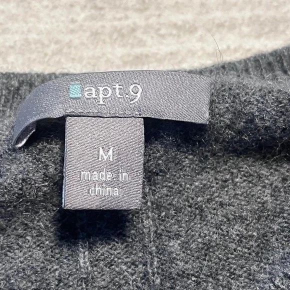 Apt. 9 100% Cashmere Sweater Men's Medium Gray Pullover Crew Neck Soft Knit - Image 3 of 4