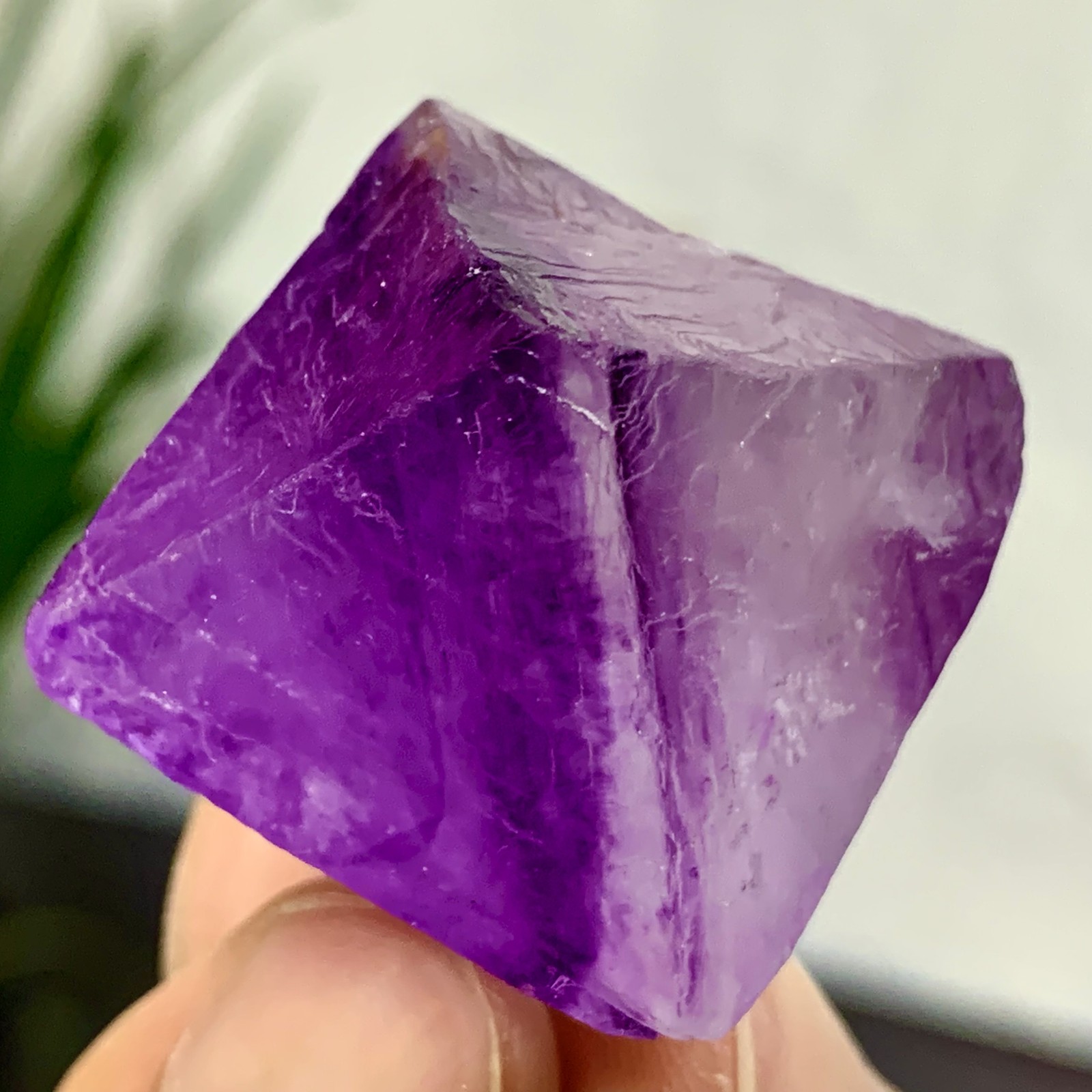 35G Natural Purple Fluorite Octahedron Crystal for Healing & Energy