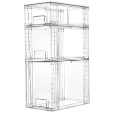 Best Vtopmart 3 Pack Clear Stackable Storage Drawers,Easy to Assemble Bathroom
