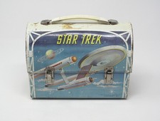 RARE Vintage 1968 Aladdin STAR TREK Dome Top Metal Lunch Box Captain Kirk Spock