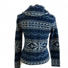 Lauren Ralph Lauren Toggle Cardigan Womens S Blue Southwestern Geometric Knit