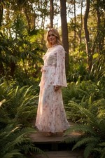 Calvin Klein  Plissee edel Boho Maxi Kleid Gr L (38/40) ungetragen Np 139.90$