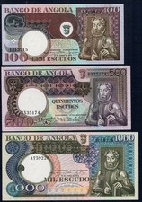 ANGOLA -LOTTO 100 500 1000 Escudos 1973 - Fior di Stampa - Gian 4