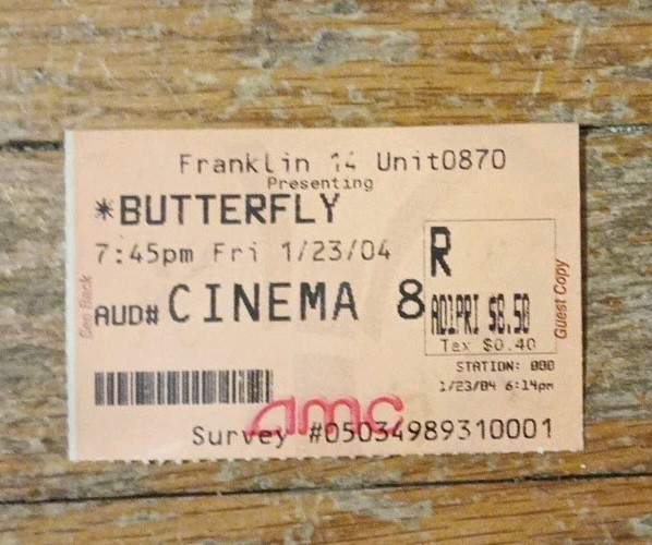 1/23/2004 The Butterfly Effect Original Movie Ticket Stub Opening Day AMC