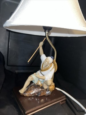 19  Mudman Table Accent Lamp  Made In China. Fisherman With Wood Spear