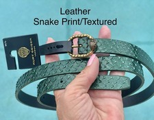 Kurt Geiger Leather Belt Mayfair Sz M/L 32-38  GreenSnakePrint/Oval-Eagle Buckle