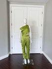 THE SEI Silk Line Green Straight Leg Pants + Off The Shoulder Silk Top Size 0