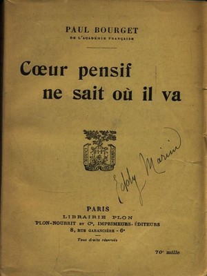 HERZ NACHDENKLICH WEISS ER GEHT BÜCHER IN DER SPRACHE PAUL BOURGET BUCHHÄNDLER PLON 1923
