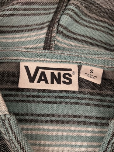 VANS Gray Striped Men’s Long Sleeve Pullover T-Shirt With Hood Size Small S - Picture 4 of 10