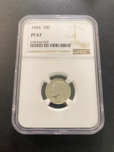 1954 PROOF ROOSEVELT DIME NGC PR-67 - SILVER PROOF DIME - CERTIFIED SLAB - 10C