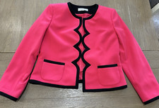 Kasper Pink Black Blazer Scalloped Trim size 12P