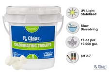 Rx Clear 1" Inch 99% Trichloro Stabilized Swimming Pool Chlorine Tablets - 8 lbs