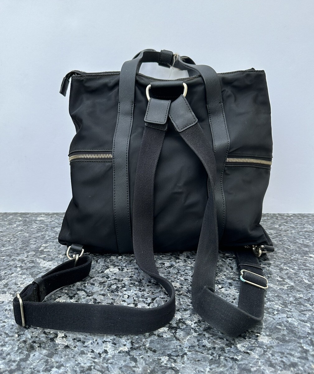 HENRI BENDEL Jetsetter Black Nylon Convertible Backpack/ Crossbody