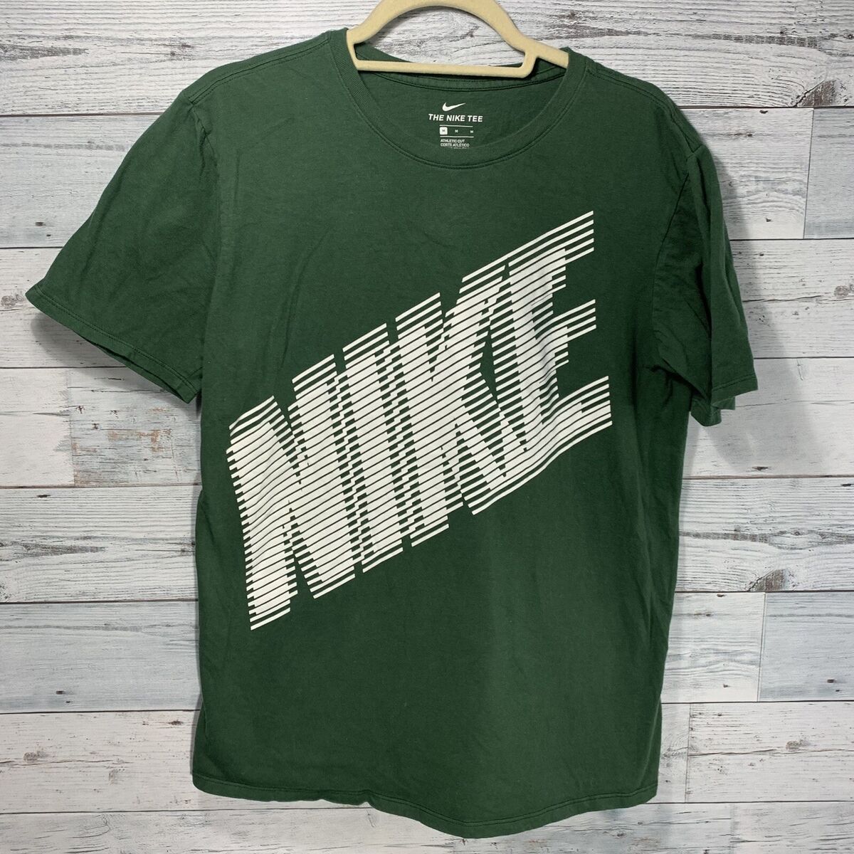 Nike Green Big Line Graphic Logo T-Shirt Men's Size Medium | eBay
