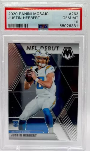 2020 Panini Mosaic Justin Herbert NFL Debut Rookie #263 PSA 10 Gem Mint
