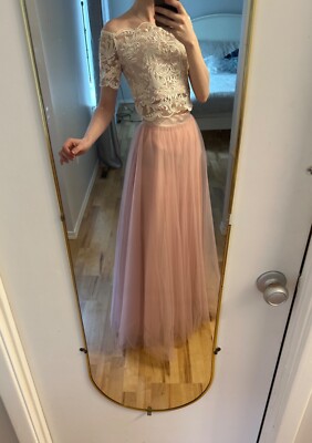 Light Pink Prom Two Piece Set Dress Size XS-S | eBay