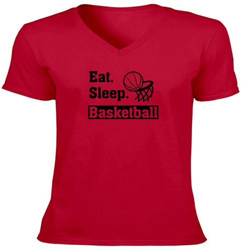 Basketball Sports Vneck T-Shirt Outdoor Gaming Motivational Basketball Eat Sleep - Picture 8 of 17