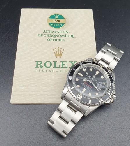 ROLEX SUBMARINER RED 1680 mk5 Rotschrift DATE Stahl Papiere von 1974