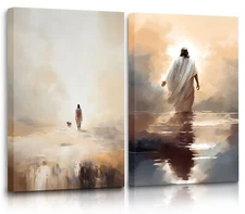 Godont Jesus & Lamb Posters: Jesus Walking on Waters Wall Art Print - 16x24