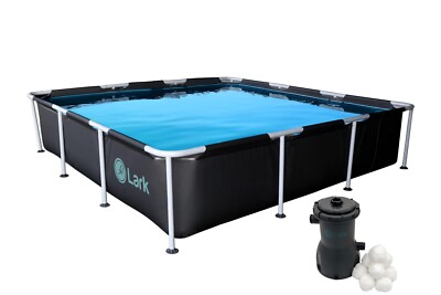 Lark Square Metal Frame Above Ground Swim Pool with 530 Gallon Filtration Pump