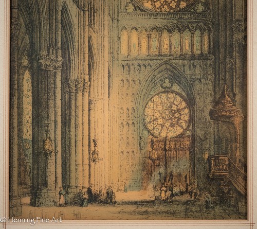 Beautiful Antique Lithograph Cathedral of Notre-Dame of Reims Interior Windows - Picture 4 of 7