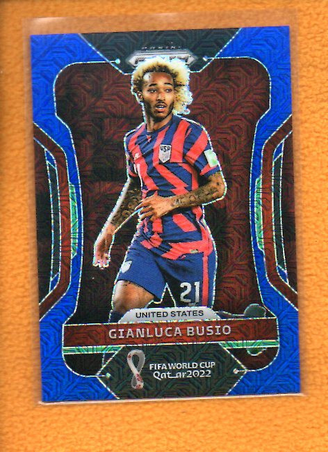 Gianluca Busio 2022 Prizm FIFA World Cup Prizms Blue Mojo #202 /75 United States