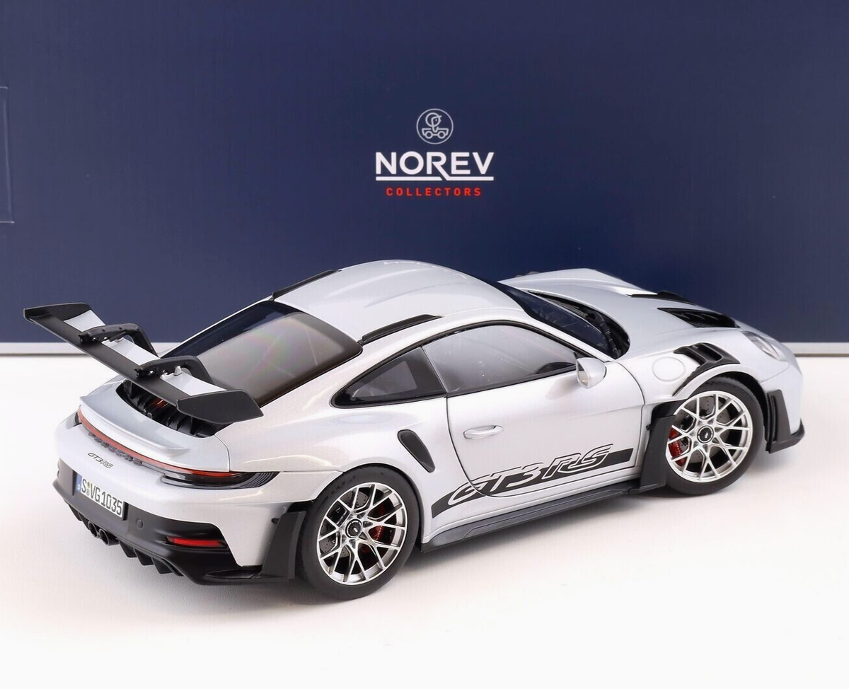 1/18 Porsche 911 (992) GT3 RS 2022 Ice Grey Diecast Model Car by