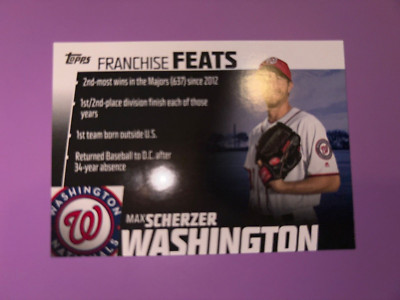 2019 Topps Franchise Feats Max Scherzer #FF-29 Washington Nationals