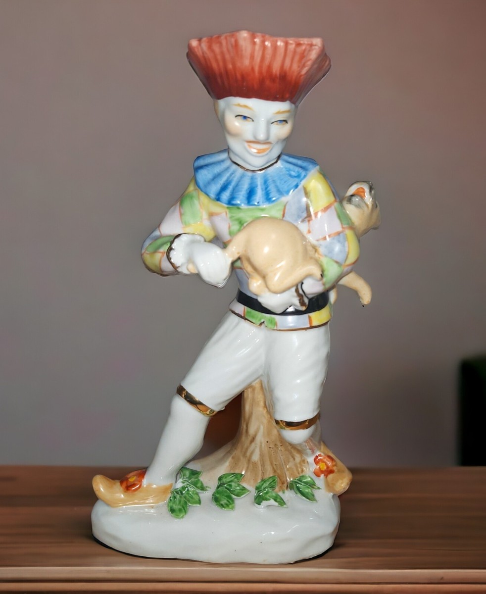 Vintage Meissen Style Porcelain Commedia Dell 'Arte Pierrot