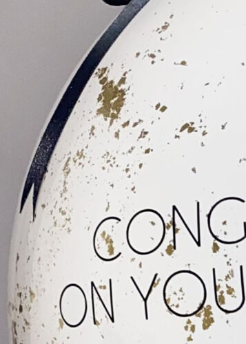 Personalised Ivory Gold Leaf Engagement Hat Box Balloon COMES INFLATED - Picture 4 of 4