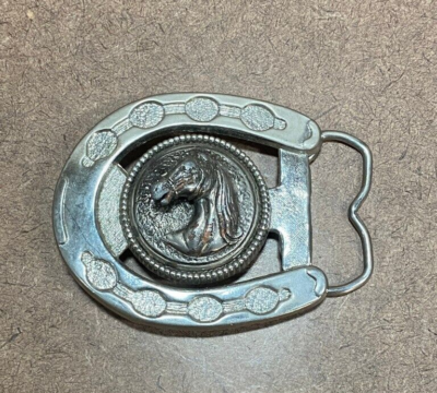 Vtg Horse Belt Buckle Horseshoe USA Western | eBay display picture 3
