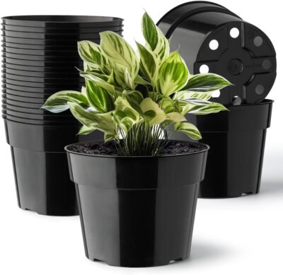 20 Pack Plant Pots 6 Inch Plastic Plant Planter With Saucers And Mesh Mats Durab