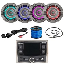 Infinity Prv-315.2 Marine Radio, 4x 8" 500w Led Titanium Speakers + Accessories