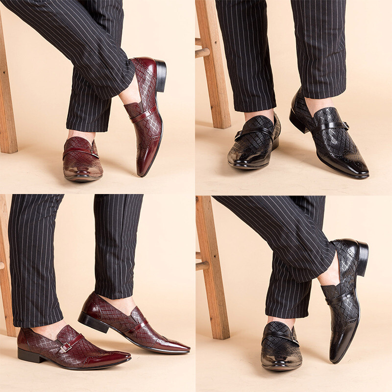 SAOLA Scarpe slip on formali uomo alla moda punta quadrata punta quadrata matrimonio scarpe in finta pelle