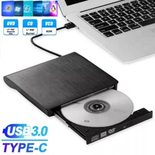 Slim External CD DVD RW Drive USB 3.0 Writer Burner Player Black For Laptop PC