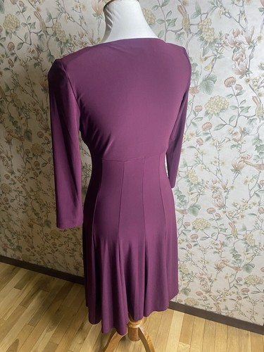 LAUREN RALPH LAUREN Women's Size 4 Purple 3/4 sleeve stretch fit & flare dress - Picture 7 of 9