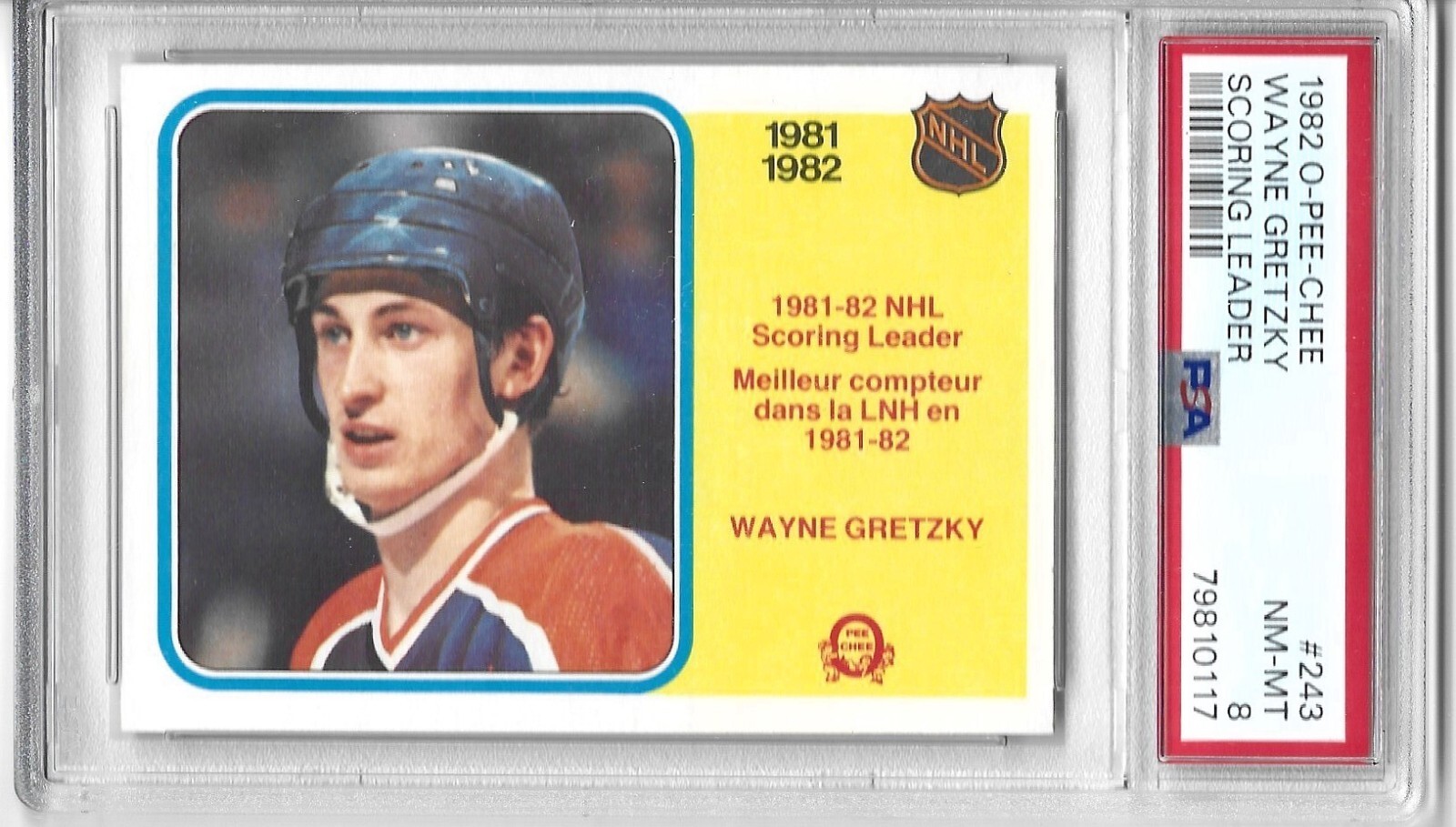 1982 O-Pee-Chee #243 Wayne Gretzky Scoring Leaders PSA 8