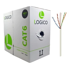 CAT6 Bulk White Communication Ethernet Network 1000' Feet 23 AWG Pull Box Cable