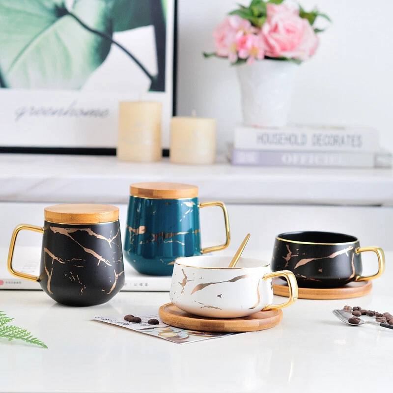 Coffee Cup And Saucer Ceramic Mug With Spoon And Lid Coffee Cups