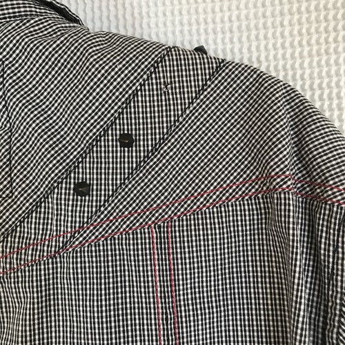 Camisa occidental Guess Unisex Rebelion con broches de perlas talla XXL LS a cuadros negros - Imagen 6 de 15