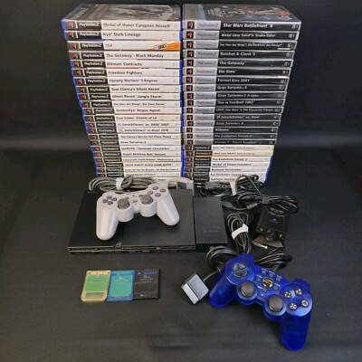 Sony PlayStation 2 PS2 Black Slim Console + 48 Spiele Bundle Konvolut Rarität  