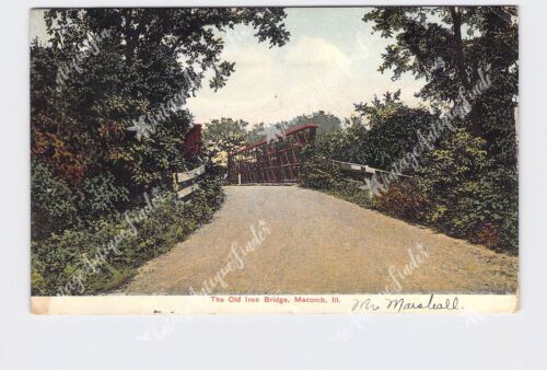 PPC Postcard IL Illinois Macomb Old Iron Bridge Lithochrome - Picture 1 of 1