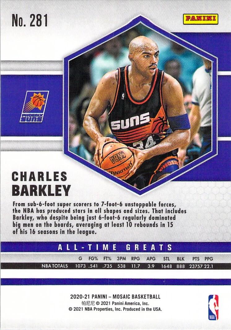 Charles Barkley 2020-21 Mosaic Basketball All-Time Greats Chrome