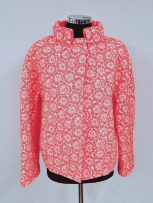 Issa Pink Floral Petula Jacke 8/10 Damen Neon Stehkragen BRANDNEU