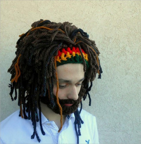 New Dread Lock Knitted Men Beard Beanie 