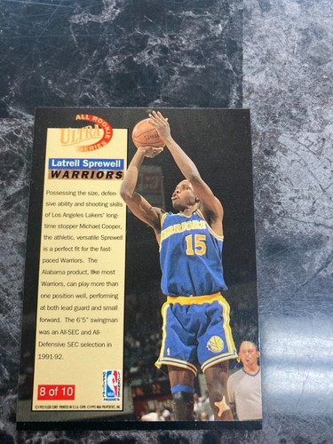 1992-93 Fleer Ultra - All Rookie Series Latrell Sprewell #8 (RC) @QU12 - Foto 2 di 2