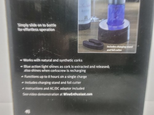 Wine Enthusiast Electric Blue Push-Button Corkscrew Automatic - Picture 4 of 5